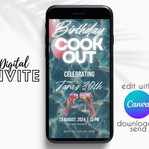 Animated Birthday Cookout Evite: Pool Party Invitation (Digital Download)
