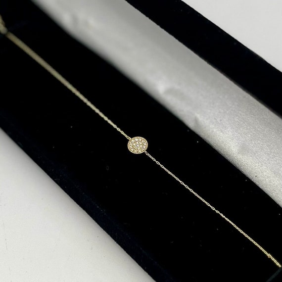Dainty Diamond Cluster Bracelet, 14K Gold - image 1