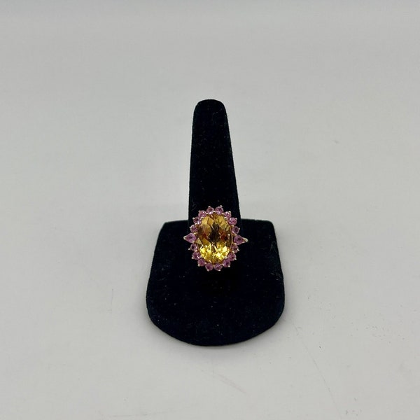 Pink Sapphire & Citrine Cocktail Ring, 6.2 CTW 10K Gold
