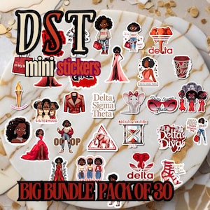 Crimson & Cream Red Ivory Divine 9 Sorority Alumni HBCU naklejki prezenty dla czarnych kobiet NOWY prezent dla siostrzenicy Pakiet naklejek na Dzień Założyciela 30 sztuk
