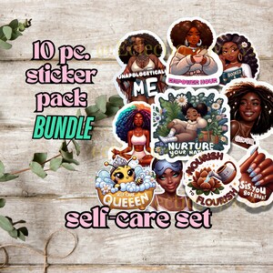 Black Girl Magic Woman Sticker Bundle | Kunst melanin | Selbstliebe Aufkleber Mentale Gesundheit Wellness Self-care Journal Schwarz besitzt Geschenkidee