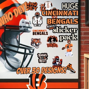 Stickers inspirés de Joe Burrow des Bengals de Cincinnati | Autocollants Who Dey, cadeaux pour les fans de football, lot de 30 autocollants Guy Man pour la fête des pères