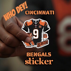Nr. 9 JOE BURROW Who Dey Cincinnati Bengals Vinyl Fußball Aufkleber Laptop Aufkleber Flasche Aufkleber Aufkleber Mann Vatertag Geburtstag Geschenk 2