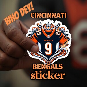 Nr. 9 JOE BURROW Who Dey Cincinnati Bengals Vinyl Fußball Aufkleber Laptop Aufkleber Flasche Aufkleber Auto Aufkleber Mann Vatertag Geburtstag Geschenk