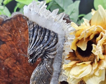 Stunning  Natural Crystal Quartz  Hand-Carved Dragon  Statue. home decoration, metaphysical Crystal Cluster gift