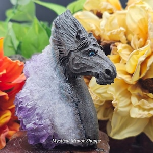 Exquisite Amethyst Hand-Carved Horse Statue , quartz , Gift  home decoration, metaphysical Crystal Cluster