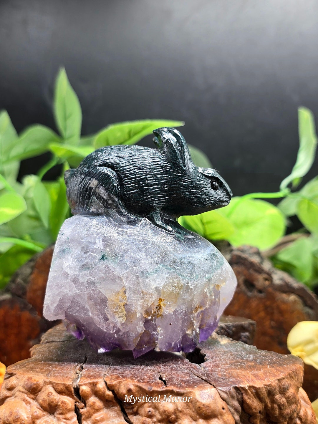 Hand Carved Rabbit Amethyst Handmade, Metaphysical Sculpture, Statue ...