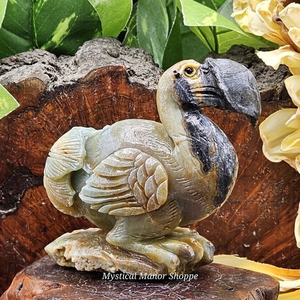 Hand-Carved Amazon Stone DODO Bird Sculpture: Whimsical, Sweet, and Charming, crystal cluster, metaphysical gift for her/him OOAK