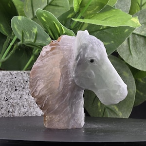 Superbe statue de cheval sculptée à la main en grappe de cristaux de fluorite | Figurine cheval unique avec crinière fluide | Décoration d&#39;art en cristal