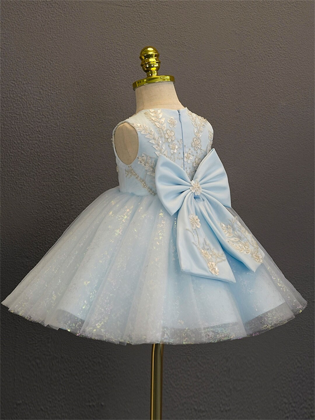 Sky Blue Flower Girl Dress Sliver Appliques Toddler Dress Etsy
