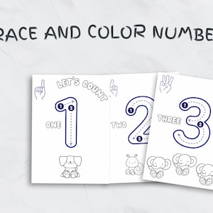 Preschool math printable, instant download, coloring pages, homeschool printable, number tracing, counting worksheets, hand counting pdf