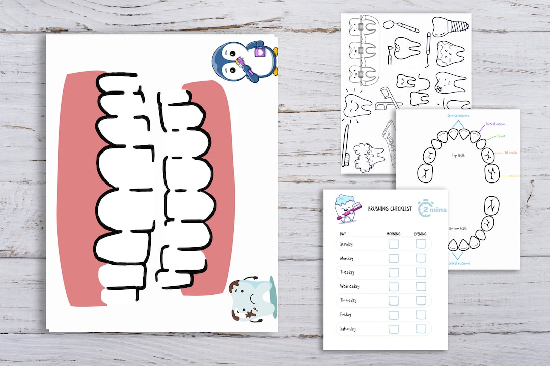Teeth Brushing Printable, Kids Dental Health, Dental Hygiene, Preschool ...