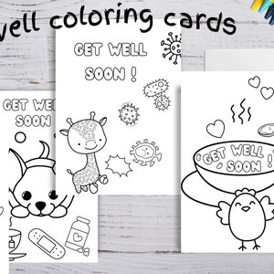 Cartes de rétablissement à imprimer, cartes à colorier pour enfants, coloriez vos propres cartes, téléchargement immédiat de rétablissement, enveloppe de cartes à colorier