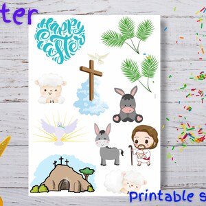Christian Easter printable stickers, Christian easter clip art, Palm Sunday printable stickers