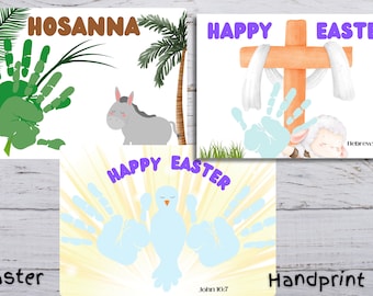 Christian Easter handprint printable, Palm Sunday handprint printable, Christian Easter hand craft