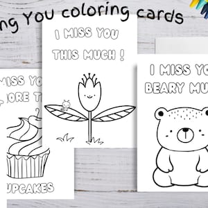 Vermisse dich Malkarten zum Ausdrucken, Malkarten für Kinder, Malen Sie Ihre eigenen Karten, ich vermisse Sie sofort download, ich denke an Sie Karte
