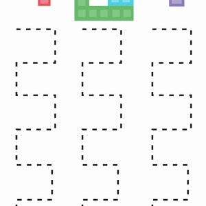 K&ouml;nnte beinhalten: Ein Satz von vier Tetris-f&ouml;rmigen Bl&ouml;cken in verschiedenen Farben: Rot, Gr&uuml;n, Blau und Lila. Die Bl&ouml;cke sind in einer Reihe angeordnet, wobei der rote Block links, der gr&uuml;ne Block in der Mitte und die blauen und lila Bl&ouml;cke rechts liegen. Die Bl&ouml;cke sind schwarz umrandet und haben eine gestrichelte Linie um sie herum.