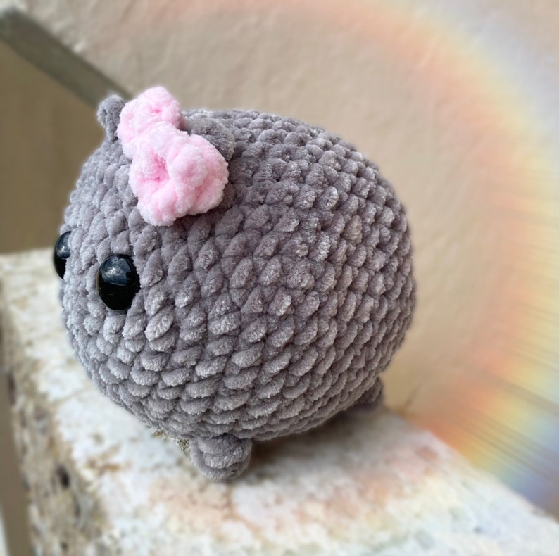 Sad Hamster Amigurumi, Cute Hamster Tiktok meme , Crochet Hamster pink bow handmade keychain hamster Big