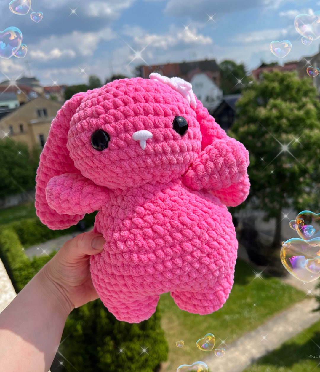 Chubby Bunny Amigurumi Crochet Stuffed Toy Pink Rabbit Kawaii - Etsy