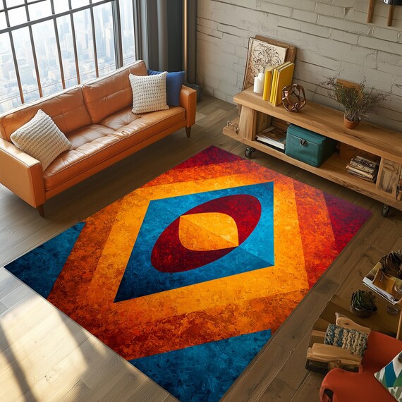 幾何学模様 手織りラグ　絨毯　カーペット 手織りラグ 多色幾何学模様 幾何学模様のラグ | スタイリクス