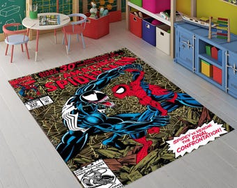 Spiderman vs Venom Rug, Comic Book Rug, Kids Room Decor