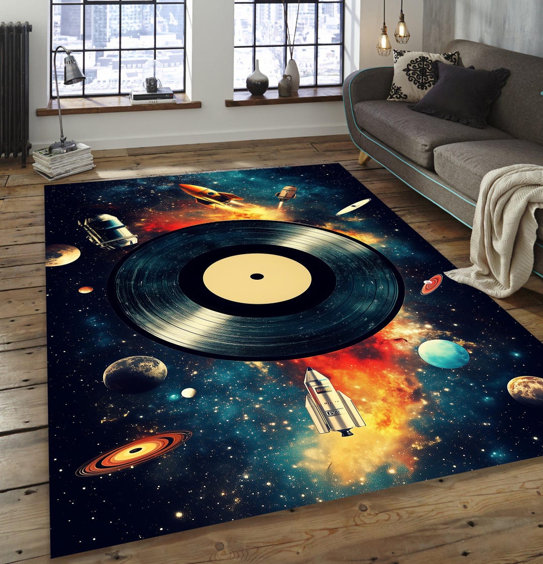 Space Record Rug, Planets Carpet, Music Area Rug - Etsy