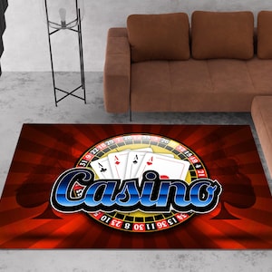 Poker-Spiel-Teppich, Kasino-Teppich, Poker-Karten-Teppich, Poker-Teppich, Poker-Gamer-Teppich, Poker-Gamer-Geschenk, Poker-Themed-Teppich, Poker-Karten-Dekor-Teppich