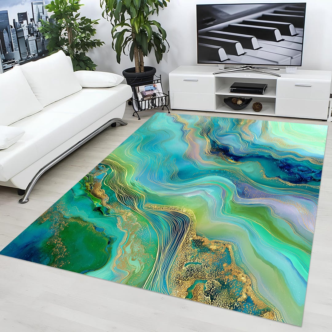 Colorful Marble Rug, Marble Effect Rug, Marble Rug, Marble Area Rug ...