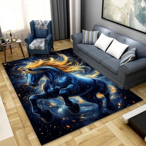 Horse Rug, Magical Horse Rug, Horse Themed Rug, Animal Rug, Horse Area Rug, Horse Decor, Magical Rug, Unique Rug, Horse Patterned Rug
