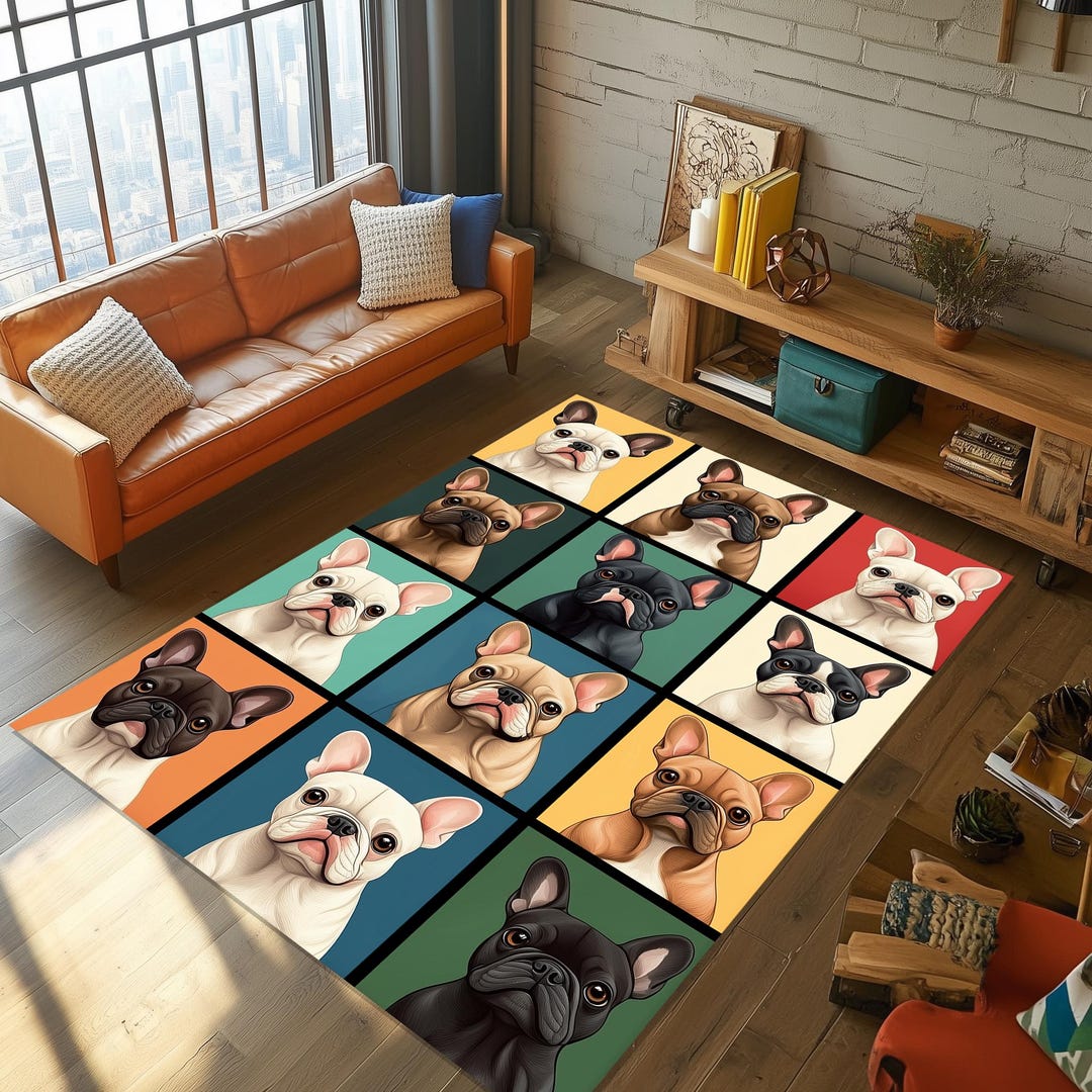 Dog Rugs Custom Bulldog Rug, Dogs Rug, Dogs Patterned Rug, Dog Themed Rug, Minimalist ...