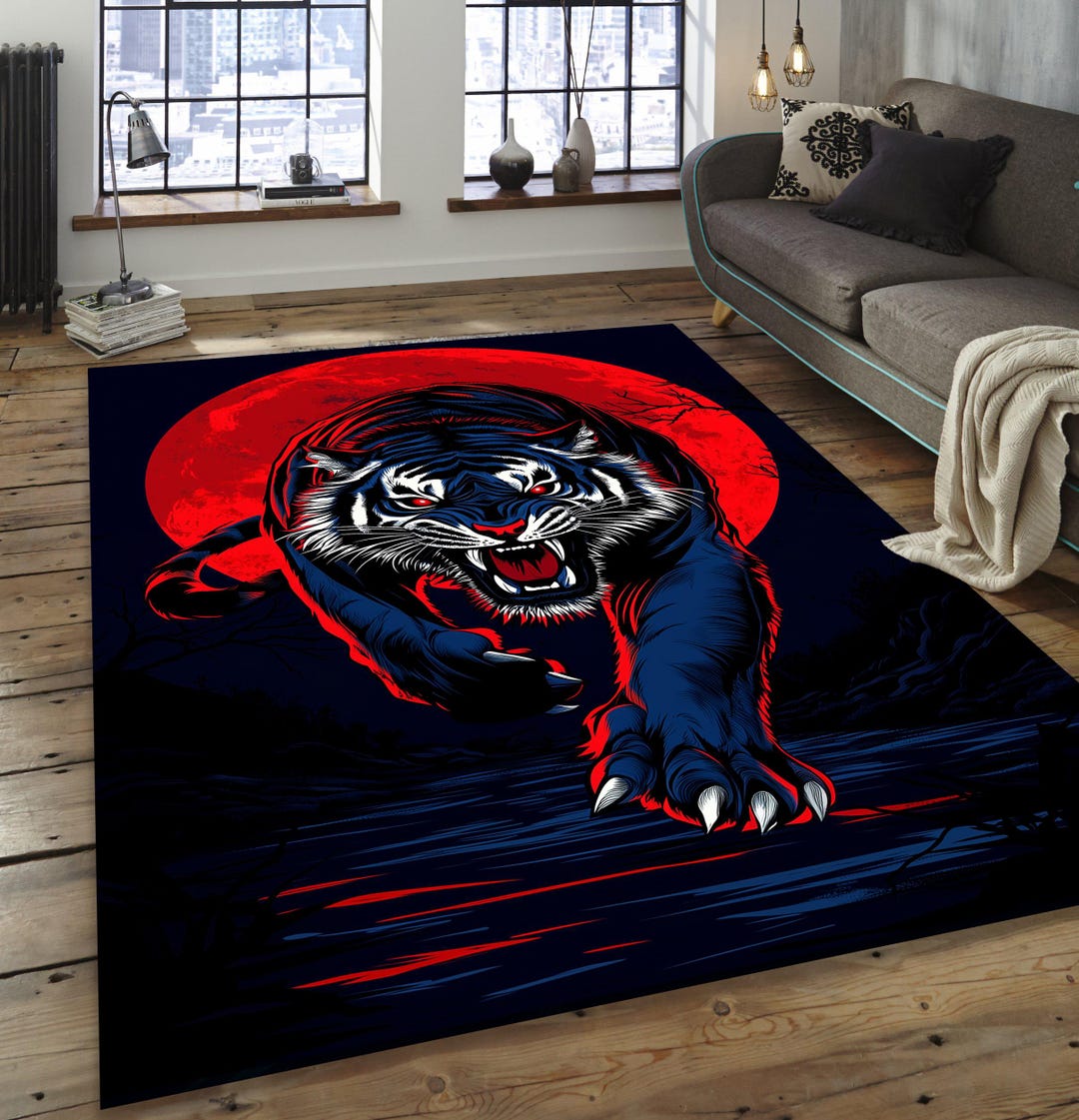 Japan Style Tiger Rug, Tiger Area Rug, Wild Tiger Rug, Wild Animal Rug ...