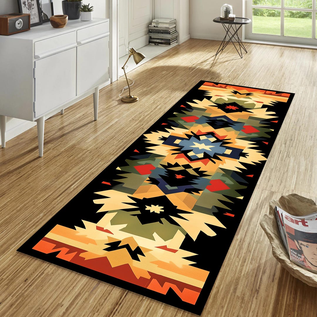 Native American Patterned Rug, Ethnic Rug, American Indian Style Runner ...