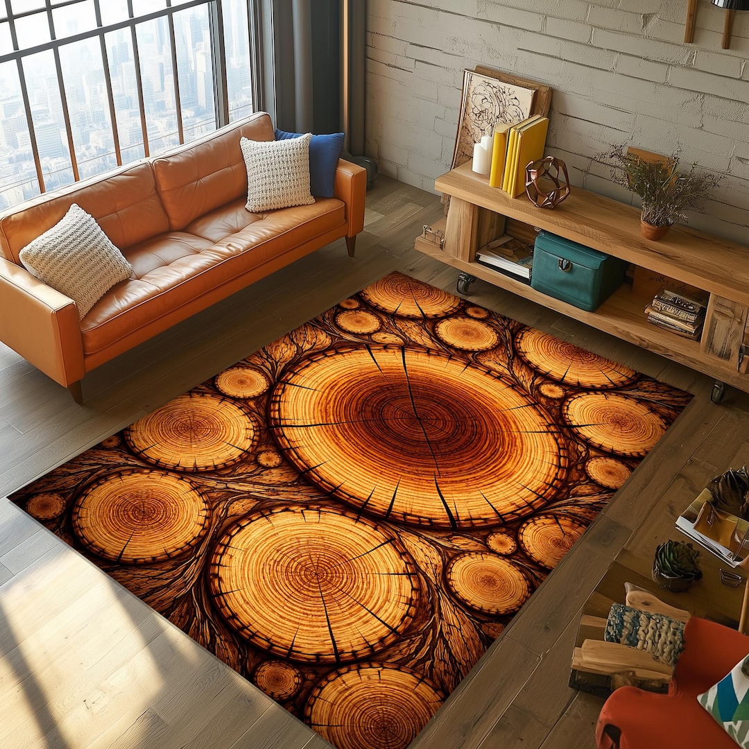 Tree Ring Rug, Tree Stump Rug, Abstract Wood Rug, Tree Ring Area Rug ...