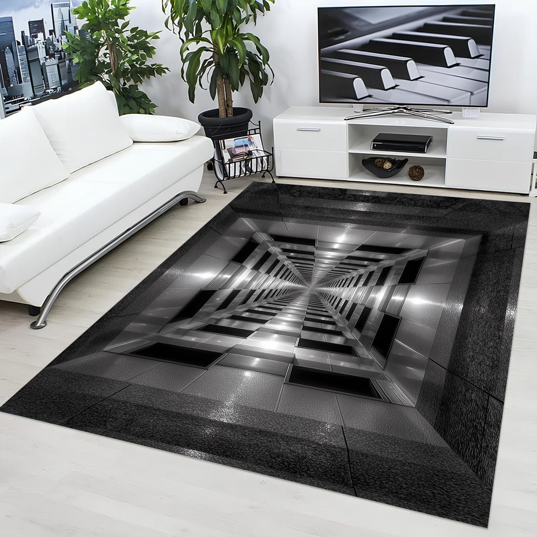 3D Vortex Rug, Optical Illusion Area Rug, 3D Decor - Etsy