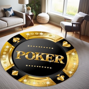 Poker-Themen-Teppich, Poker-Spiel-Teppich, Poker-Gamer-Teppich, Poker- runder Teppich, Poker-Teppich, Kasino-Teppich, Poker-Chip-Teppich, Poker-Liebhaber-Geschenk, Spielzimmer-Teppich