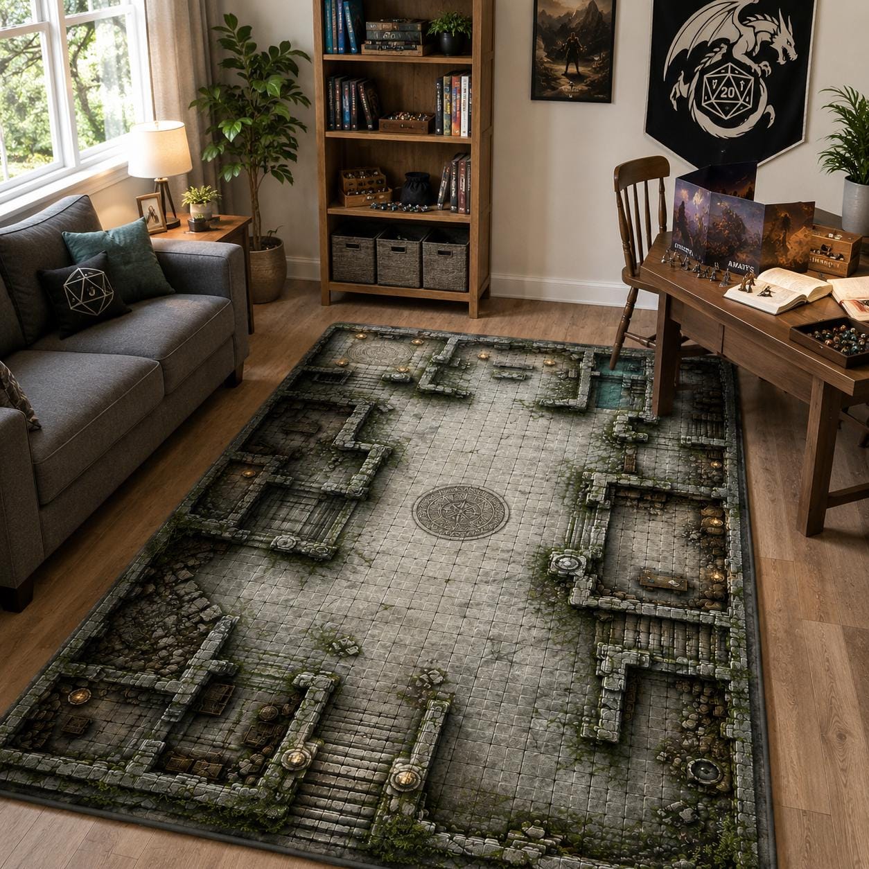 Dnd Red Rug Fantasy Dungeon Map Rug, DND Game Room Decor, Dungeons Dragons Play Mat ...