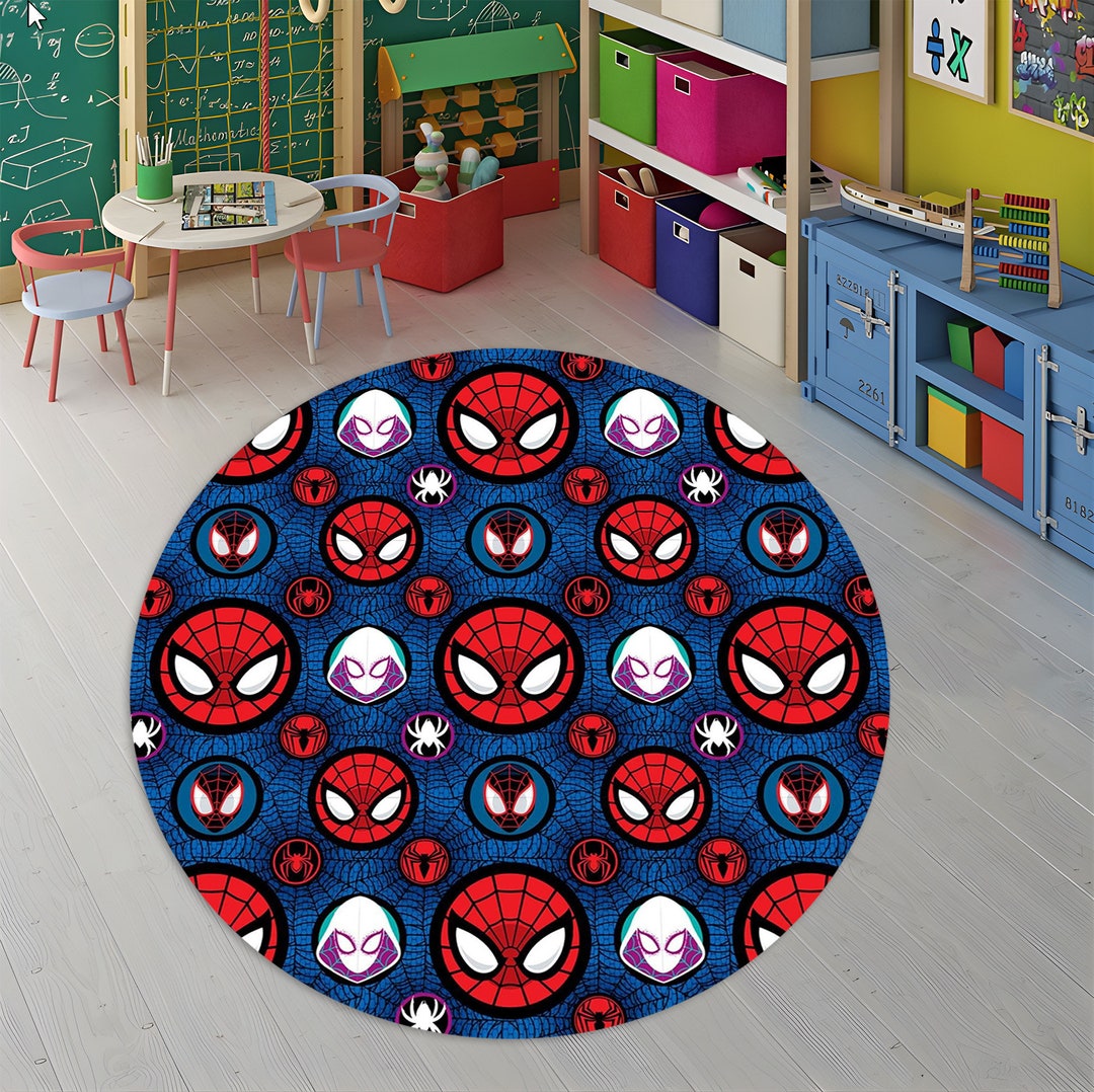 Spiderman Rug,spiderman Mask Rug,kids Room Rug,game Room Rug,round Rug ...