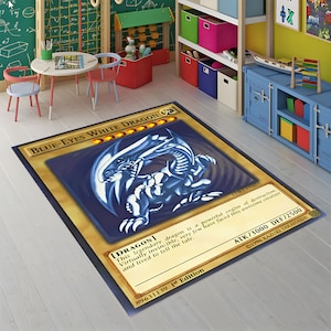 Decorazione a forma di drago, tappeto con carte da gioco, tappeto con drago dagli occhi blu, tappeto con giochi retrò, tappeto per cameretta, tappeto per sala giochi, regalo per bambini, tappeto a forma di drago