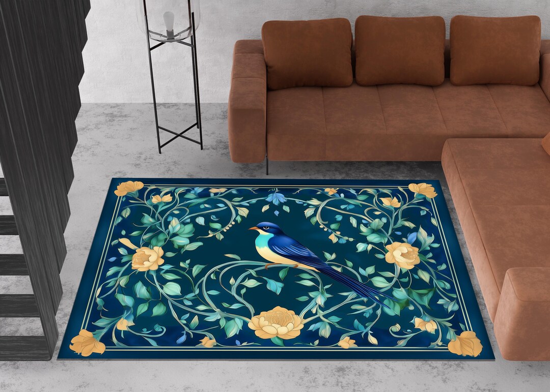 Floral Bird Rug, Bird Area Rug, Bird Pattern Rug, Bird Rug, Floral Rug ...