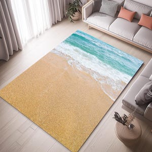 Strandteppich, Teppich mit Meeresmotiven, Teppich mit Meeresmotiven, Teppich für Sommer, Nautikteppich, Designteppich