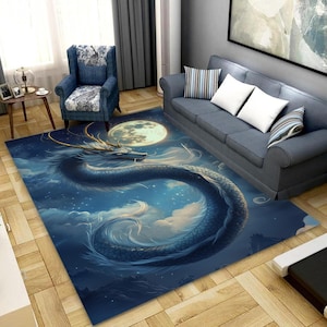 Dragon Themed Rug, Dragon Area Rug, Dragon Decor Rug,, Asian Dragon Rug, Dragon Patterned Rug, Dragon Rug, Dragon Lovers Gift, Fantastic Rug