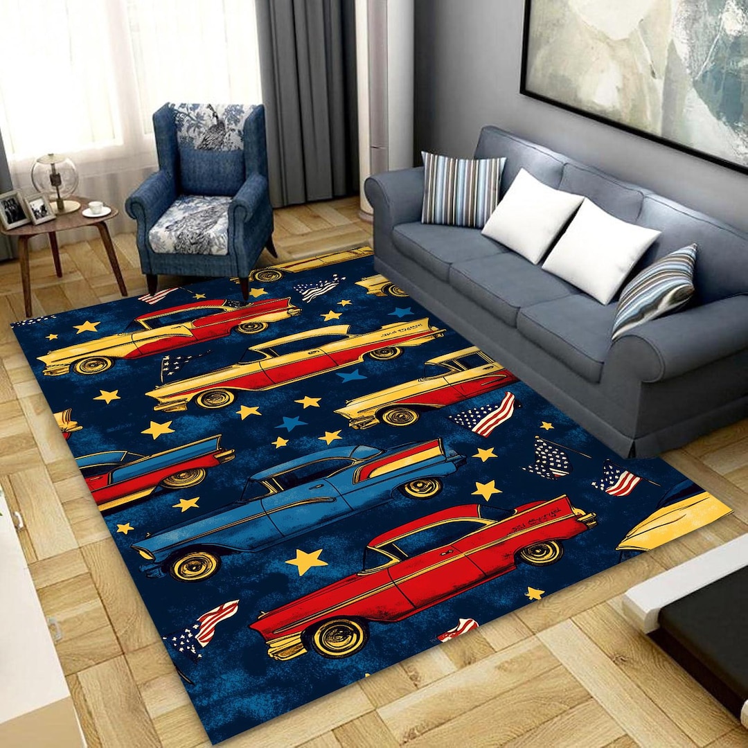 Unique Car Rug American Flag Vintage Car Rug, USA Themed Area Rug - Etsy