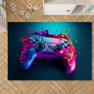 Colorful Game Controller Rug, Game Controller Decor, Game Room Rug, Game Art Rug, Gamer Rug, Game Console Rug, Gamer Gift, Game Room Decor