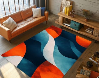 Colorful Abstract Velvet Rug, Modern Art Decor
