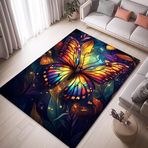 Butterfly Rug, Vibrant Butterfly Rug, Unique Rug, Butterfly Patterned Rug, Butterfly Area Rug, Colorful Butterfly Rug, Butterfly Decor Rug