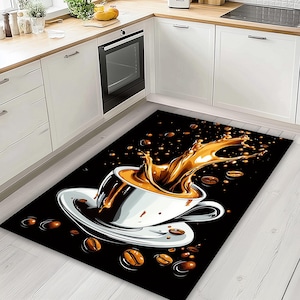 Coffee Rug, Coffee Patterned Rug, Kitchen Decor, Coffee Themed Rug, Coffee Lovers Gift, Coffee Area Rug, Coffee Decor Rug, Coffee Carpet