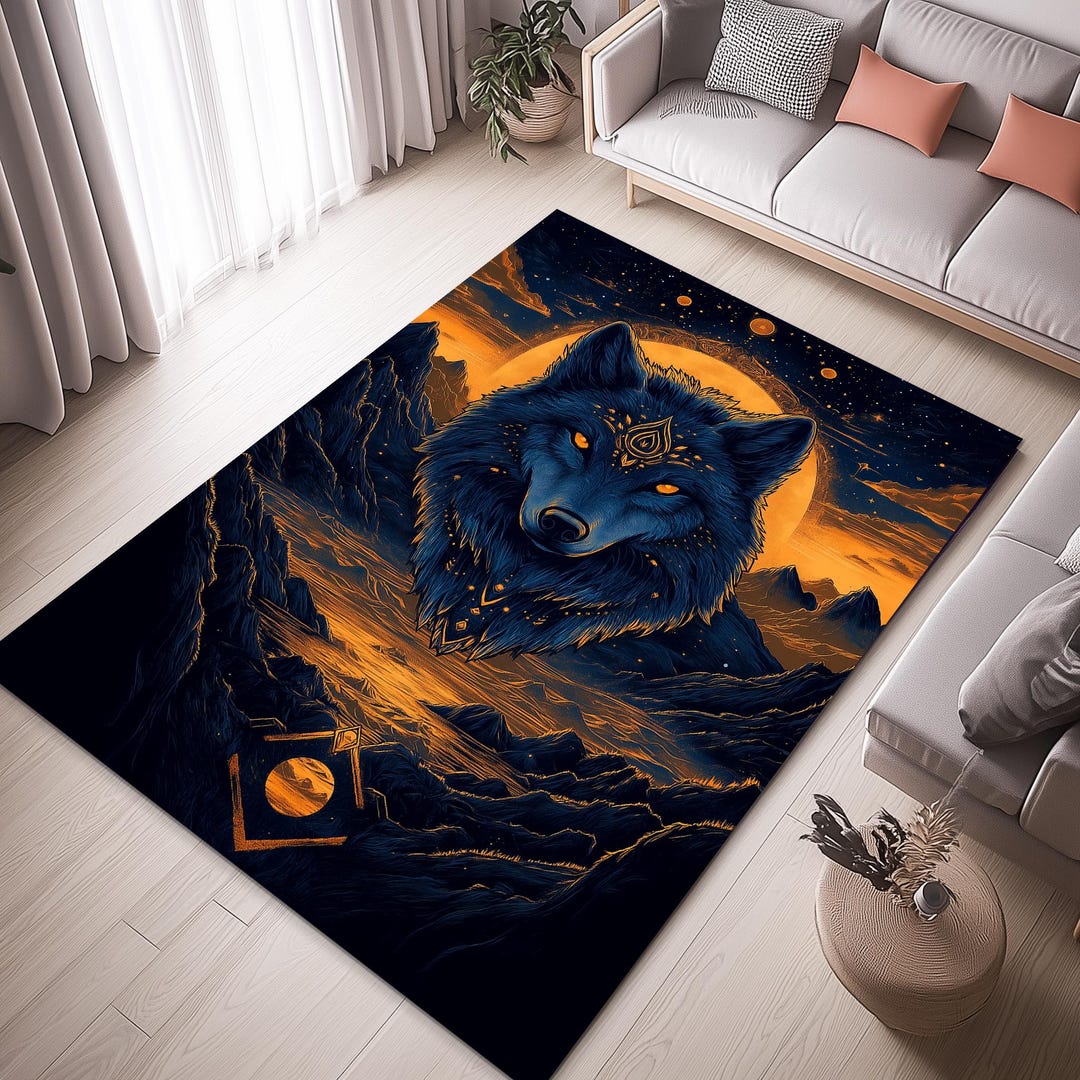Wolf Rug Drawing Wolf Area Rug, 3D Digital Print, Non-slip Velvet - Etsy