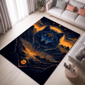 Wolf Rug, Wolf Area Rug, Wolf Themed Rug, Animal Rug, Cool Rug, Wolf Decor Rug, Wolf Carpet, Wolf Head Rug, Wild Wolf Rug