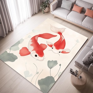 Minimalist Rug, Koi Fish Rug, Koi Fish Area Rug, Koi Fish Decor, Koi Fish Themed Rug, Koi Fish Carpet, Fish Rug, Modern Design Rug