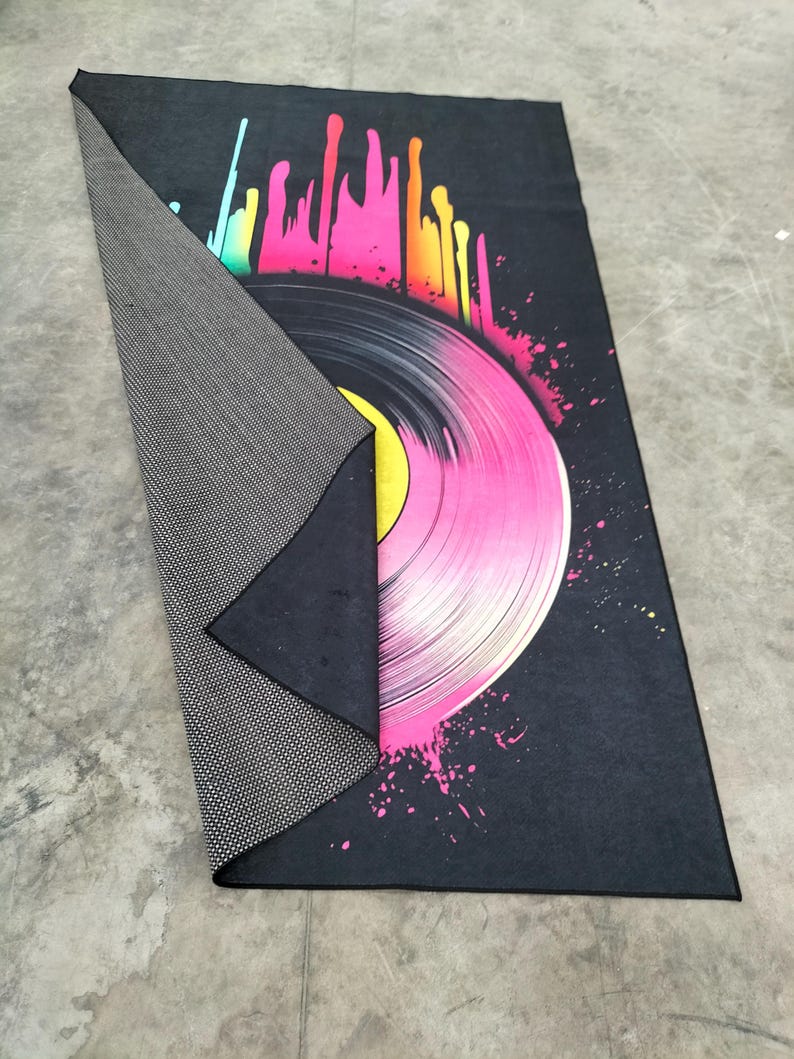 Melting Vinyl Record Rug, Colorful Music Room Decor - Etsy